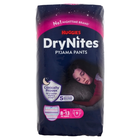 Huggies DryNites Pyjama Pants Teen Age 8-15 27-57 Kg 9 pz